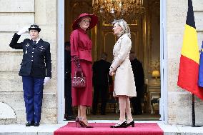 Belgian Royal Couple Received To Lunch At Matignon - Paris