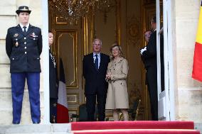 Belgian Royal Couple Received To Lunch At Matignon - Paris