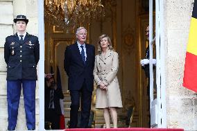 Belgian Royal Couple Received To Lunch At Matignon - Paris