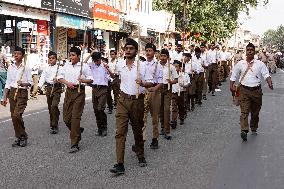 Members of the RSS March To Mark Dussehra Festival - Ajmer