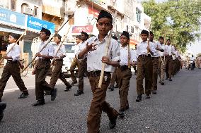 Members of the RSS March To Mark Dussehra Festival - Ajmer