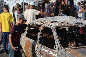 Israeli airstrike on displaced camp in Al-Aqsa Hospital - Deir Al-Balah