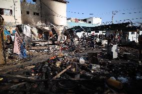 Israeli airstrike on displaced camp in Al-Aqsa Hospital - Deir Al-Balah