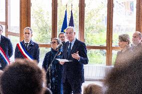 Michel Barnier Pays Tribute to Samuel Paty - Conflans St. Honorine