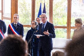 Michel Barnier Pays Tribute to Samuel Paty - Conflans St. Honorine