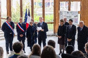 Michel Barnier Pays Tribute to Samuel Paty - Conflans St. Honorine