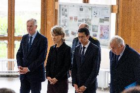 Michel Barnier Pays Tribute to Samuel Paty - Conflans St. Honorine