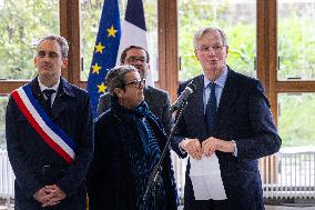 Michel Barnier Pays Tribute to Samuel Paty - Conflans St. Honorine