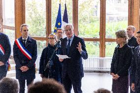 Michel Barnier Pays Tribute to Samuel Paty - Conflans St. Honorine