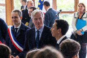 Michel Barnier Pays Tribute to Samuel Paty - Conflans St. Honorine