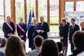 Michel Barnier Pays Tribute to Samuel Paty - Conflans St. Honorine