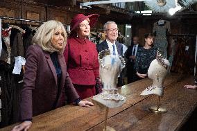 Queen Mathilde and Brigitte Macron visit the Opera Garnier - Paris