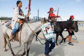 Indigenous Demonstrators Arrive To DC On Horseback