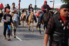 Indigenous Demonstrators Arrive To DC On Horseback