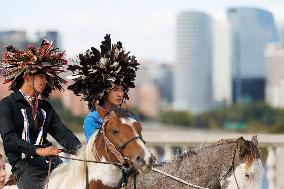 Indigenous Demonstrators Arrive To DC On Horseback