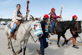 Indigenous Demonstrators Arrive To DC On Horseback