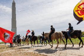 Indigenous Demonstrators Arrive To DC On Horseback