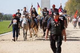 Indigenous Demonstrators Arrive To DC On Horseback