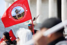 Indigenous Demonstrators Arrive To DC On Horseback