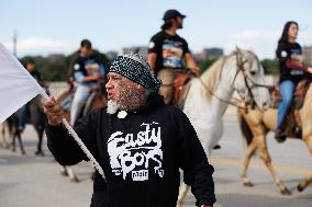 Indigenous Demonstrators Arrive To DC On Horseback