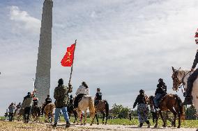 Indigenous Demonstrators Arrive To DC On Horseback