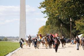 Indigenous Demonstrators Arrive To DC On Horseback