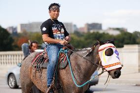 Indigenous Demonstrators Arrive To DC On Horseback