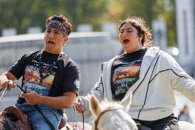 Indigenous Demonstrators Arrive To DC On Horseback