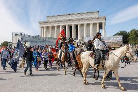 Indigenous Demonstrators Arrive To DC On Horseback