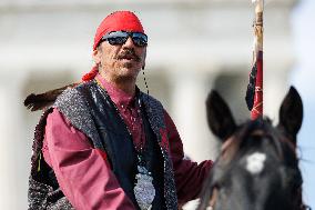 Indigenous Demonstrators Arrive To DC On Horseback