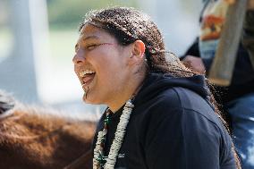 Indigenous Demonstrators Arrive To DC On Horseback