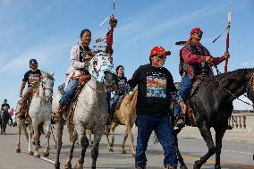 Indigenous Demonstrators Arrive To DC On Horseback