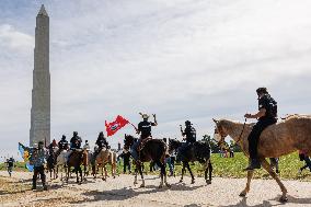 Indigenous Demonstrators Arrive To DC On Horseback