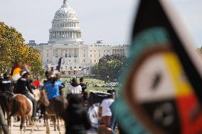 Indigenous Demonstrators Arrive To DC On Horseback