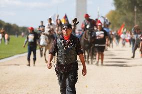 Indigenous Demonstrators Arrive To DC On Horseback