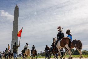 Indigenous Demonstrators Arrive To DC On Horseback