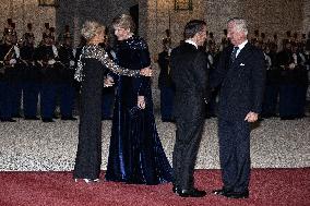 State Dinner in Honor of King and Queen of Belgium At Elysee - Paris