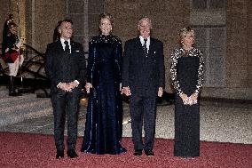 State Dinner in Honor of King and Queen of Belgium At Elysee - Paris