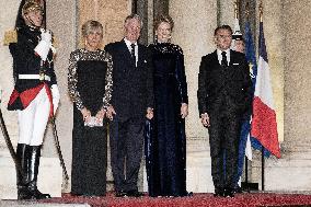 State Dinner in Honor of King and Queen of Belgium At Elysee - Paris