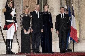 State Dinner in Honor of King and Queen of Belgium At Elysee - Paris