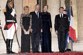 State Dinner in Honor of King and Queen of Belgium At Elysee - Paris