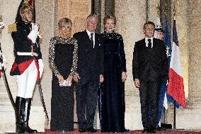 State Dinner in Honor of King and Queen of Belgium At Elysee - Paris