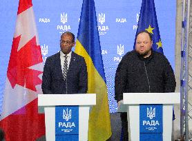 News conference of Ukrainian Speaker and Canadian House of Commons Speaker in Kyiv