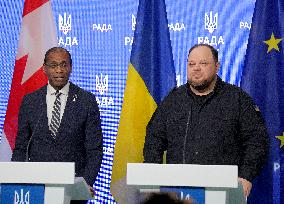 News conference of Ukrainian Speaker and Canadian House of Commons Speaker in Kyiv