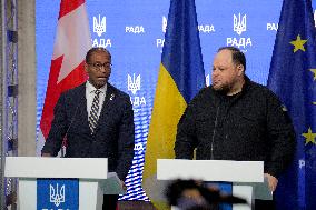 News conference of Ukrainian Speaker and Canadian House of Commons Speaker in Kyiv