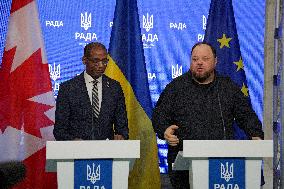 News conference of Ukrainian Speaker and Canadian House of Commons Speaker in Kyiv