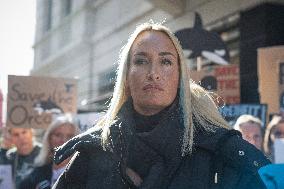 Singer Sarah Connor And PETA Protest In Front Of TUI Travel Agency