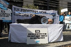 Singer Sarah Connor And PETA Protest In Front Of TUI Travel Agency