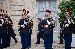 Macron Welcomes Lithuanian President at The Elysee Palace - Paris