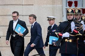 Macron Welcomes Lithuanian President at The Elysee Palace - Paris